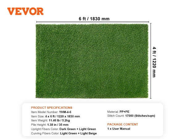 Artificial Grass Rug Outdoor Door Mat Drainage Holes Patio