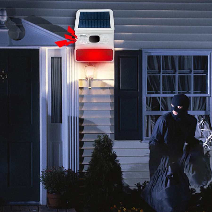 PGST Outdoor Solar Sound And Light Alarm With A Motion Sensor Blares At 100 Decibels,433MHz,For Home Anti-Theft,home Security