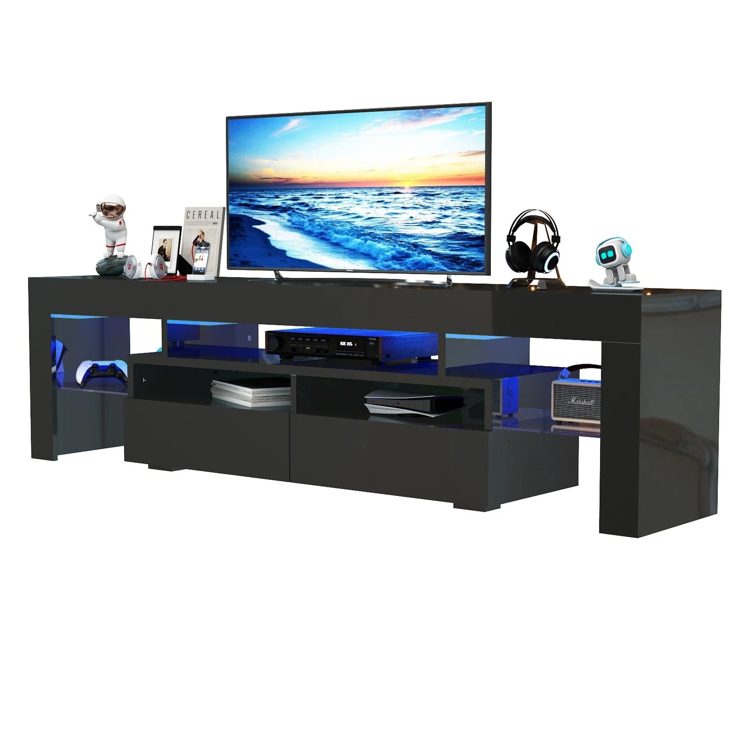 LED TV Stand with 20 Color Lights and Storage Drawers