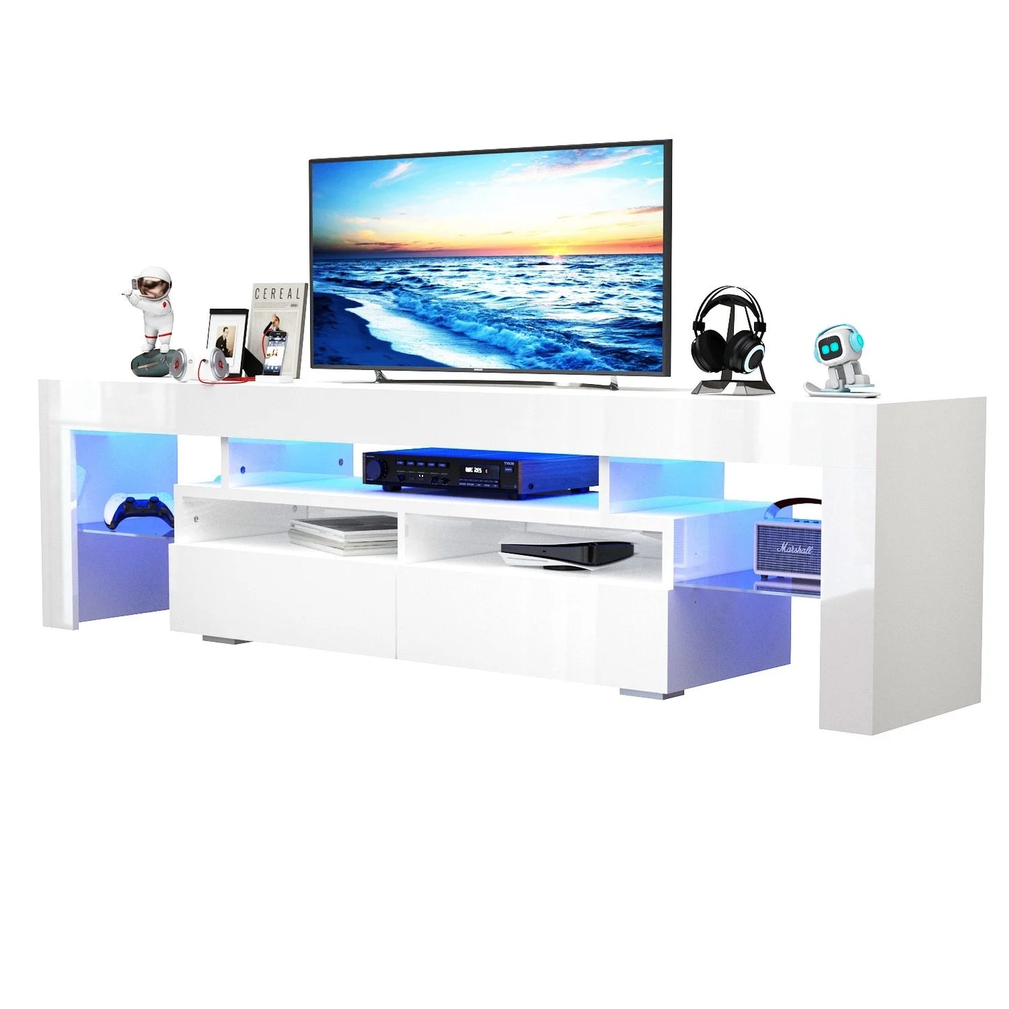 LED TV Stand with 20 Color Lights and Storage Drawers