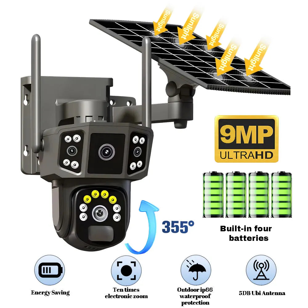 9MP 4K IP Camera Dual Lens WiFi PTZ Panoramic Surveillance
