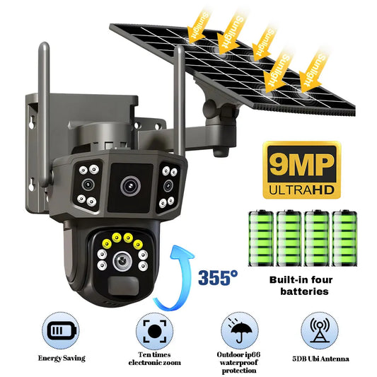 9MP 4K IP Camera Dual Lens WiFi PTZ Panoramic Surveillance