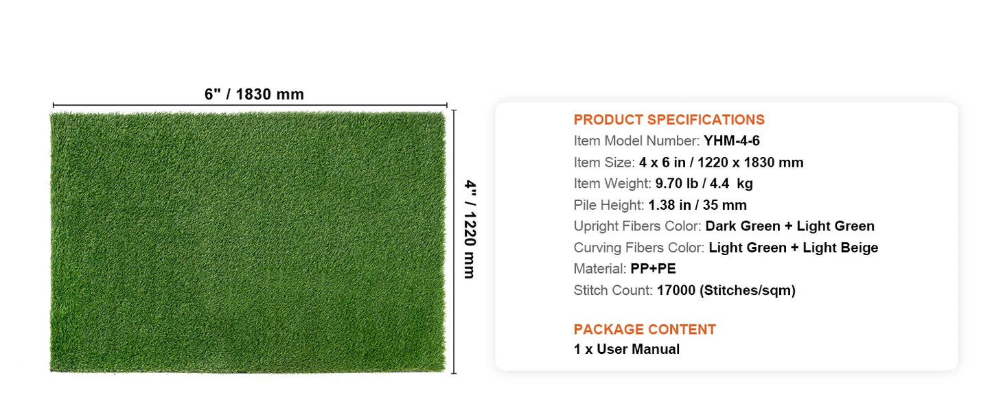 Artificial Grass Rug Outdoor Door Mat Drainage Holes Patio