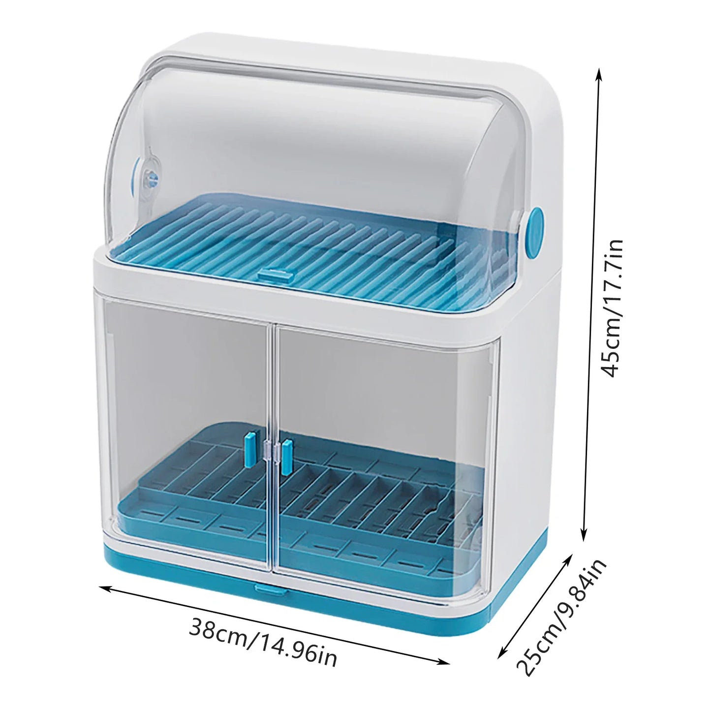 2 Layer Dish Drying Rack With Cover Drip Tray For Kitchen