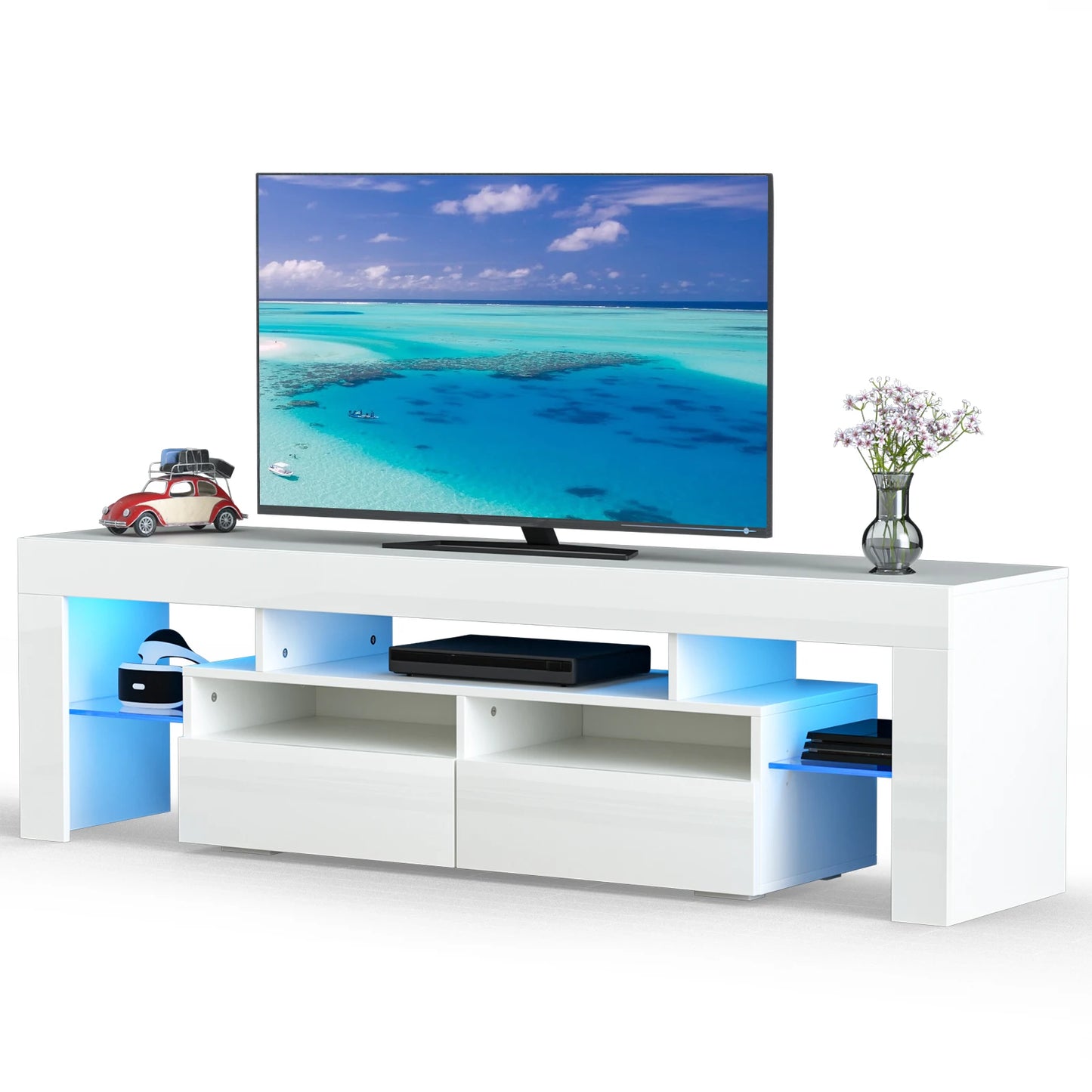 LED TV Stand with 20 Color Lights and Storage Drawers