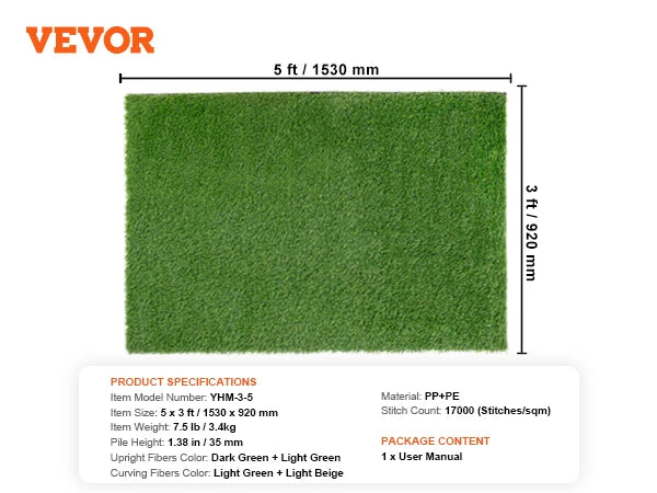 Artificial Grass Rug Outdoor Door Mat Drainage Holes Patio