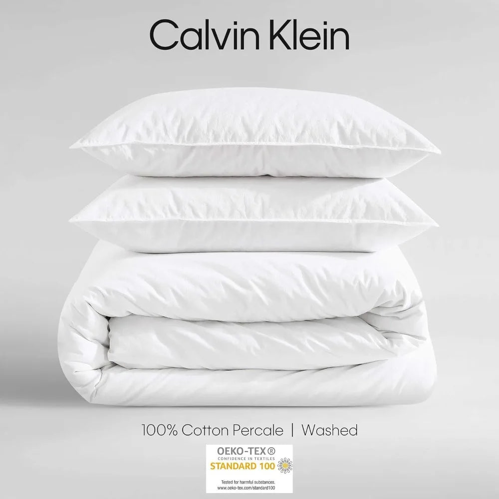 Cotton Washed Percale Duvet Cover Set, Modern Bedding with Matching Shams, Cozy Home Decor