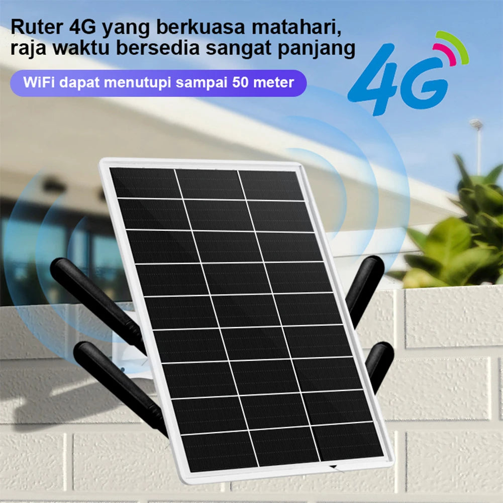 Solar Panel Powered Outdoor Wireless Router 15W 25600mAh 4G LTE Modem Router with SIM Card Slot for Outdoor Security Camera Etc