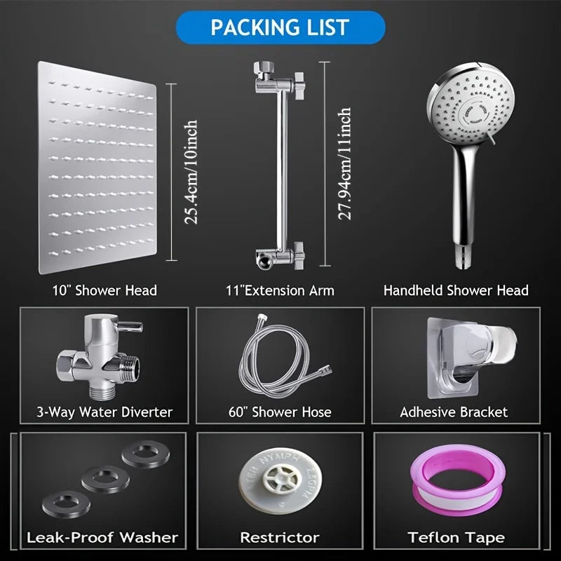 12 Inch Rain Shower Head And Handheld Water Saving System