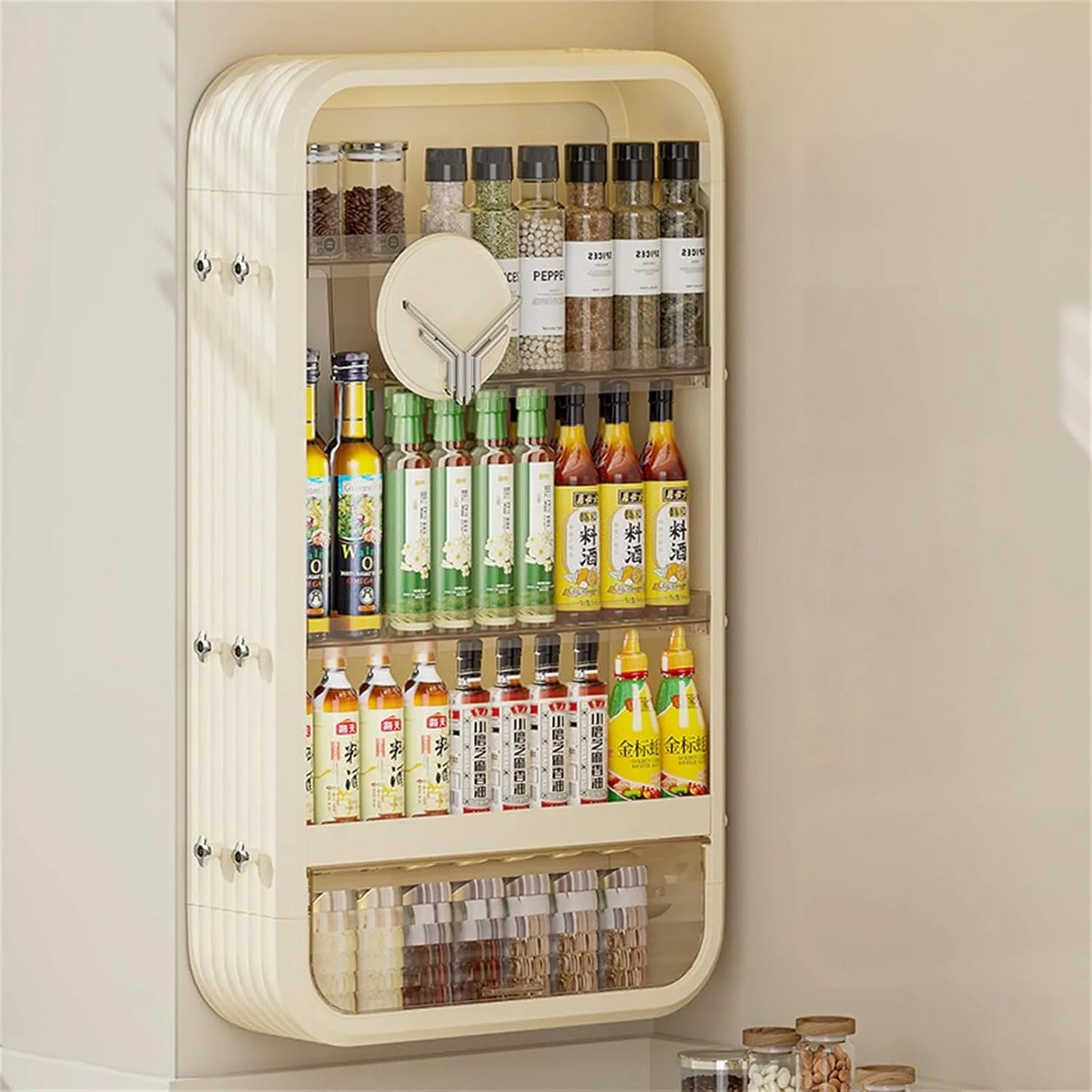 Wall Mount Makeup Organizer, Adhesive Shelf Bathroom Shelves for Wall, Perfume Organizers with Tissue Hole