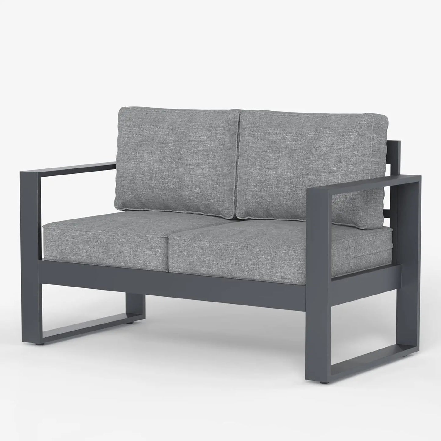 Outdoor Patio Aluminum Chair, Metal Modern Armchair Set of 2 with Washable