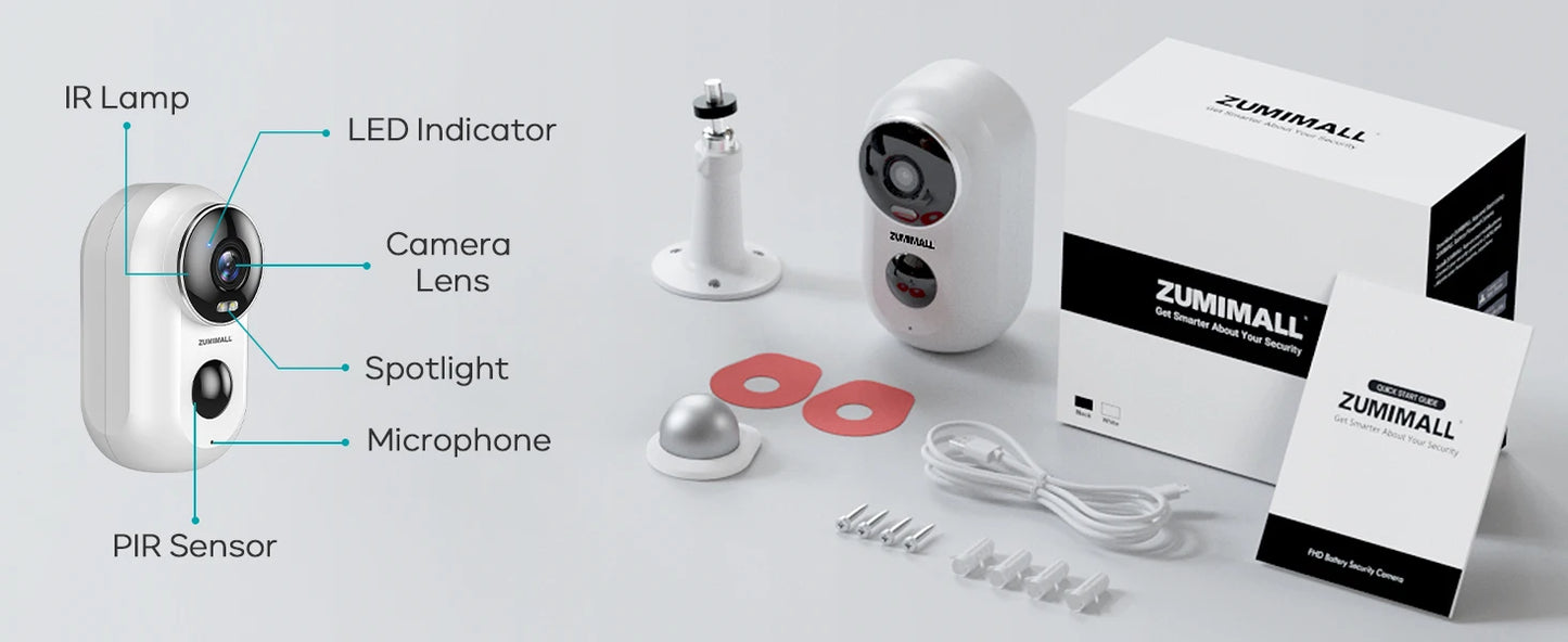 ZUMIMALL APP F5 Security Cameras Wireless Outdoor with Magnetic Mount