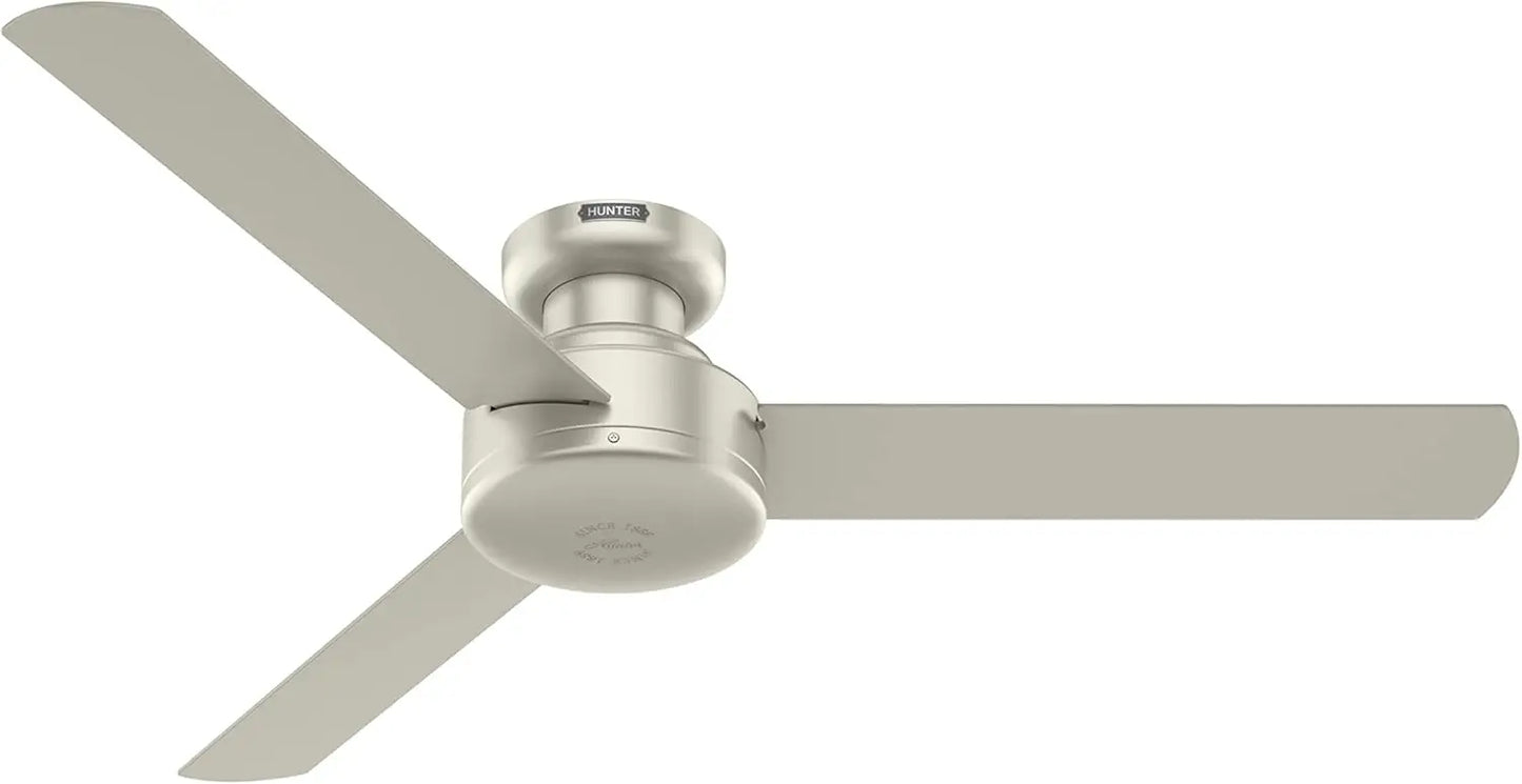 Matte Black 52-inch Casual Style Indoor Low Profile Ceiling Fan with Wall Control for Bedroom Living Spaces