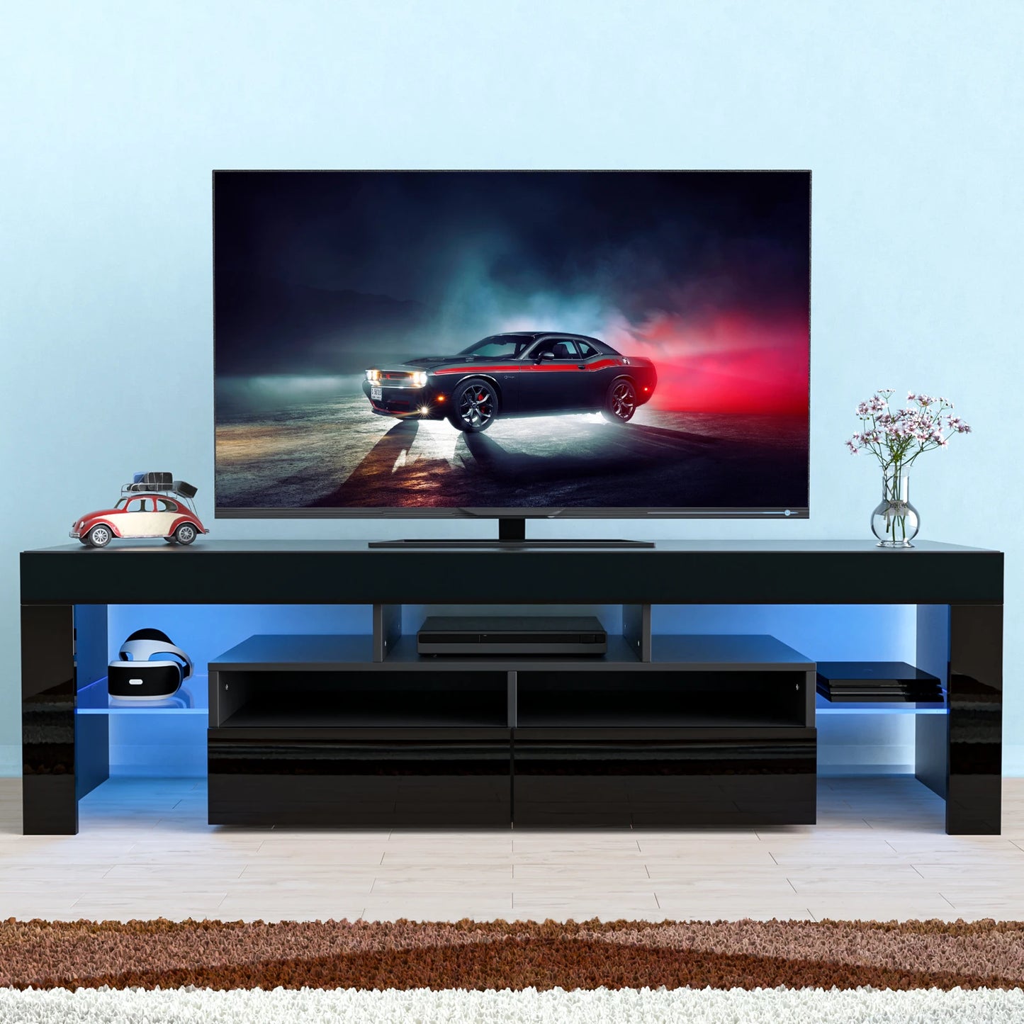 LED TV Stand with 20 Color Lights and Storage Drawers