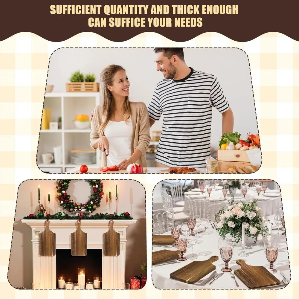 6 Pcs Cutting Board Bulk Kitchen Thicken Chopping Platter with Handles Wooden Charcuterie Serving Trays Blank Wood Boards for En
