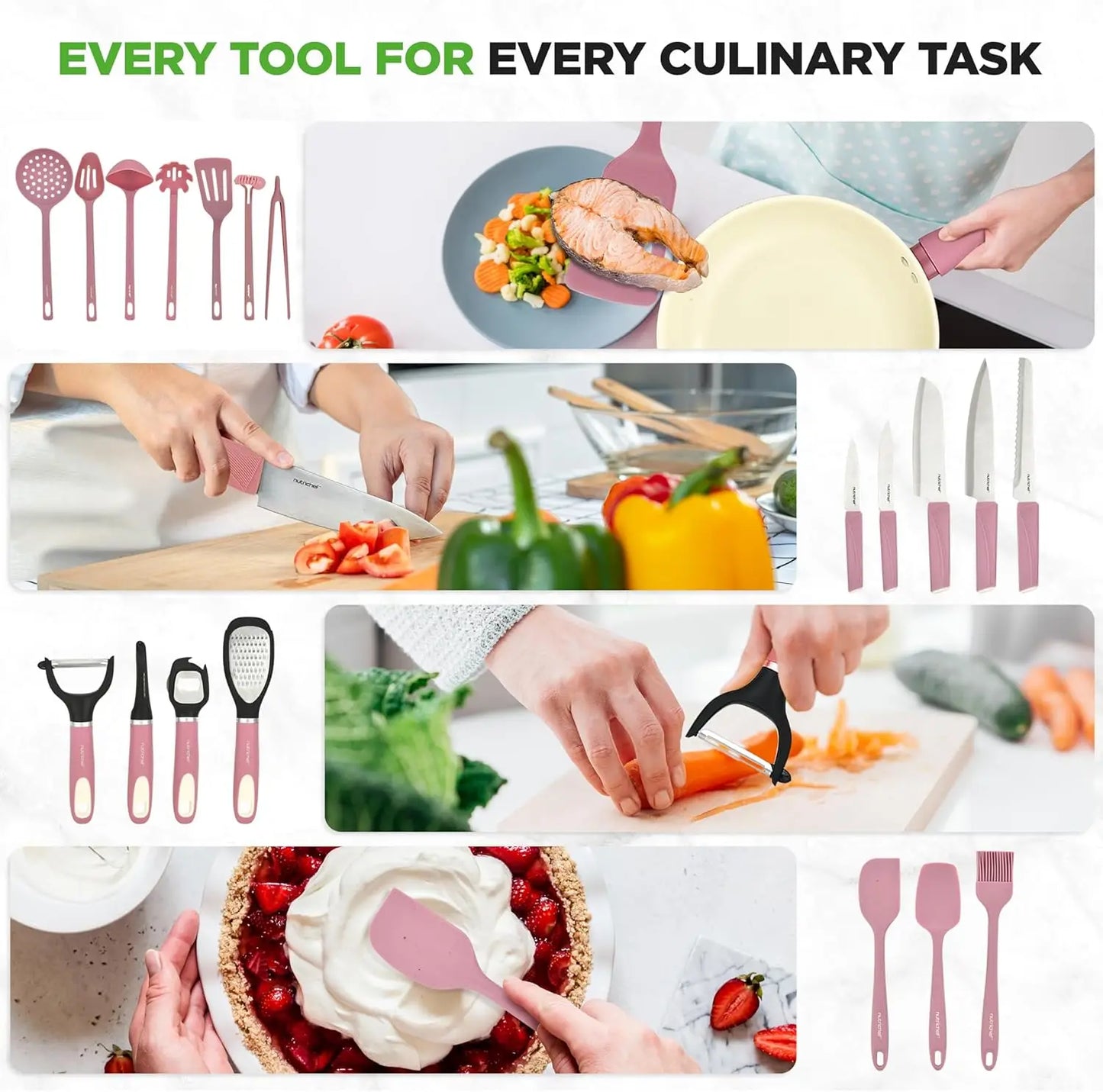 54-Piece Kitchen Cookware Set - Complete Non-Stick Ceramic Pots and Pans Set with Utensils, Bakeware, and Knife Set, Gas, Electr
