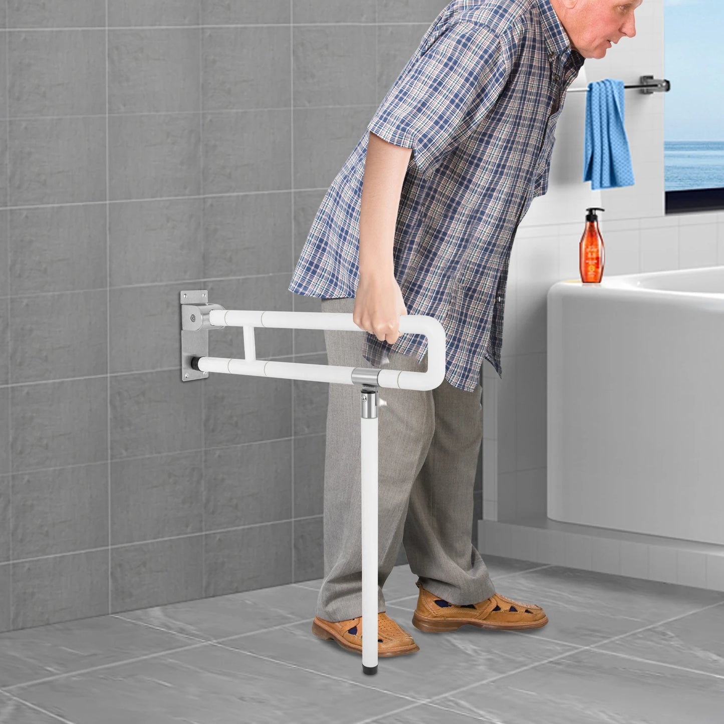Foldable Wall Grab Bar for Toilet Support and Assistance