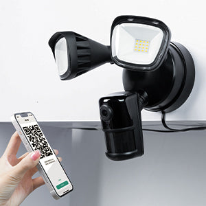 ieGeek Floodlight Camera Outdoor, 2K Wired Home Smart Security Cameras, 2.4G WiFi Flood Light Camera with Motion Sensor