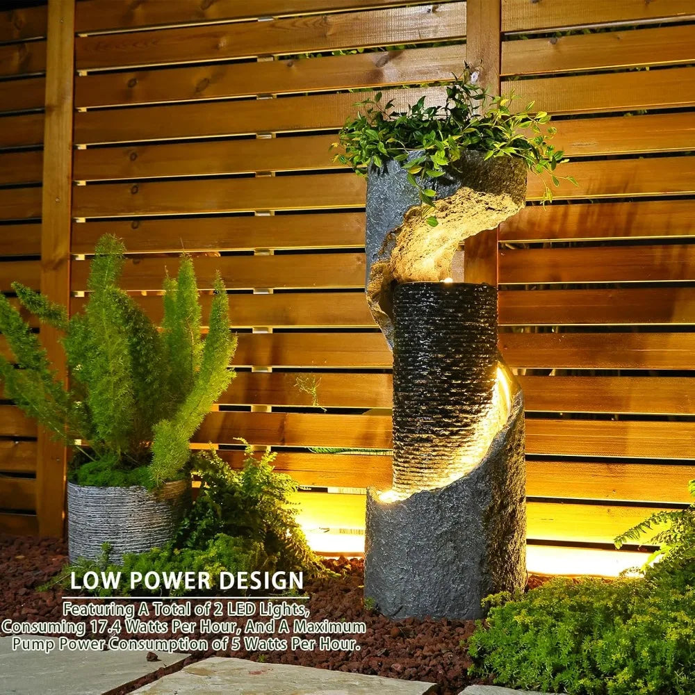 Water Fountain Outdoor 35.4" H Modern Outdoor Fountains and Waterfalls Flooring Standing Indoor Fountain