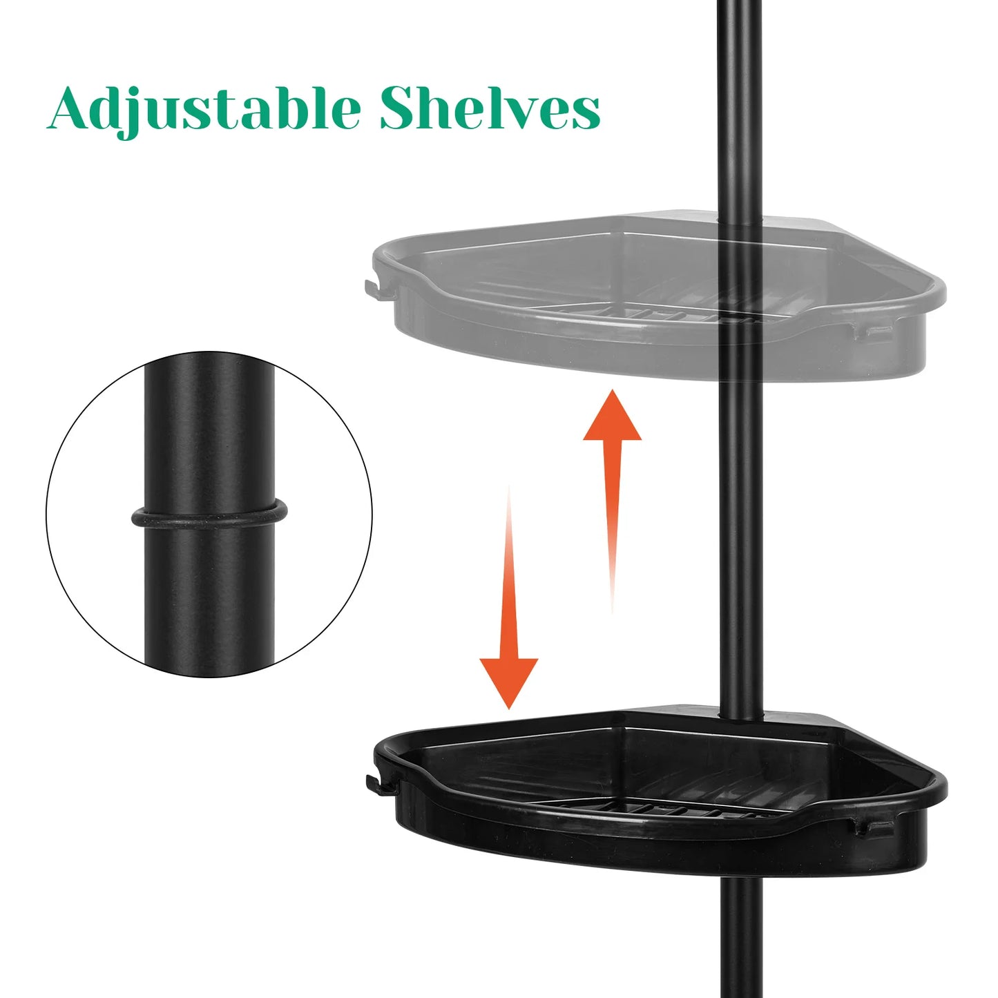 Four Tier Telescopic Corner Shower Storage Rack Organizer