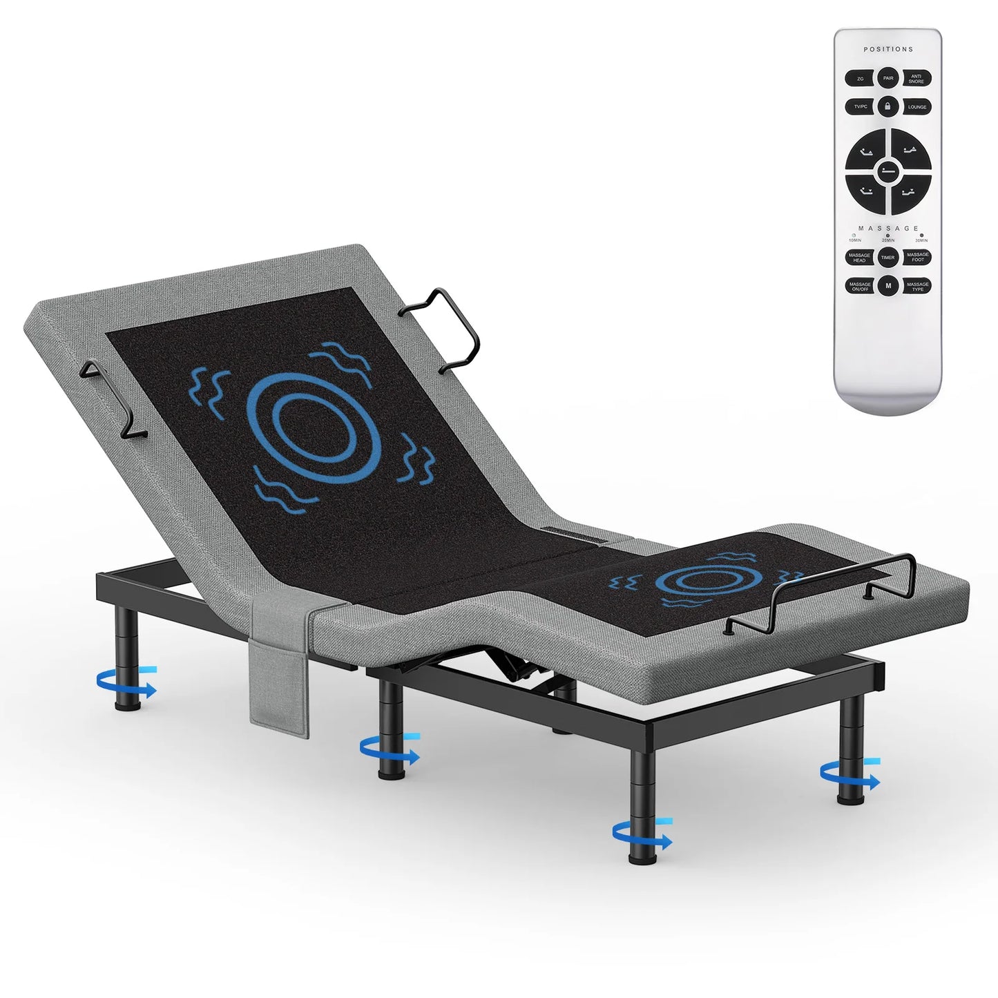 Furgle Twin Split King Size Adjustable Bed Base Frame with Massage Silent Double Motor with Wireless Remote