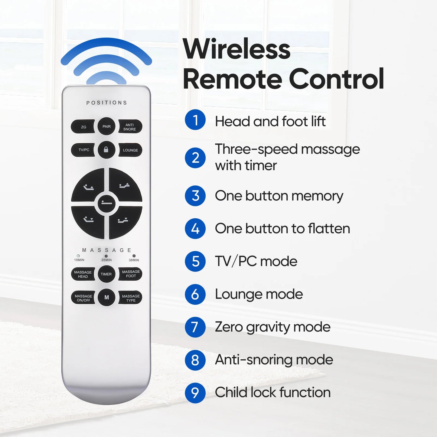 Furgle Twin Split King Size Adjustable Bed Base Frame with Massage Silent Double Motor with Wireless Remote