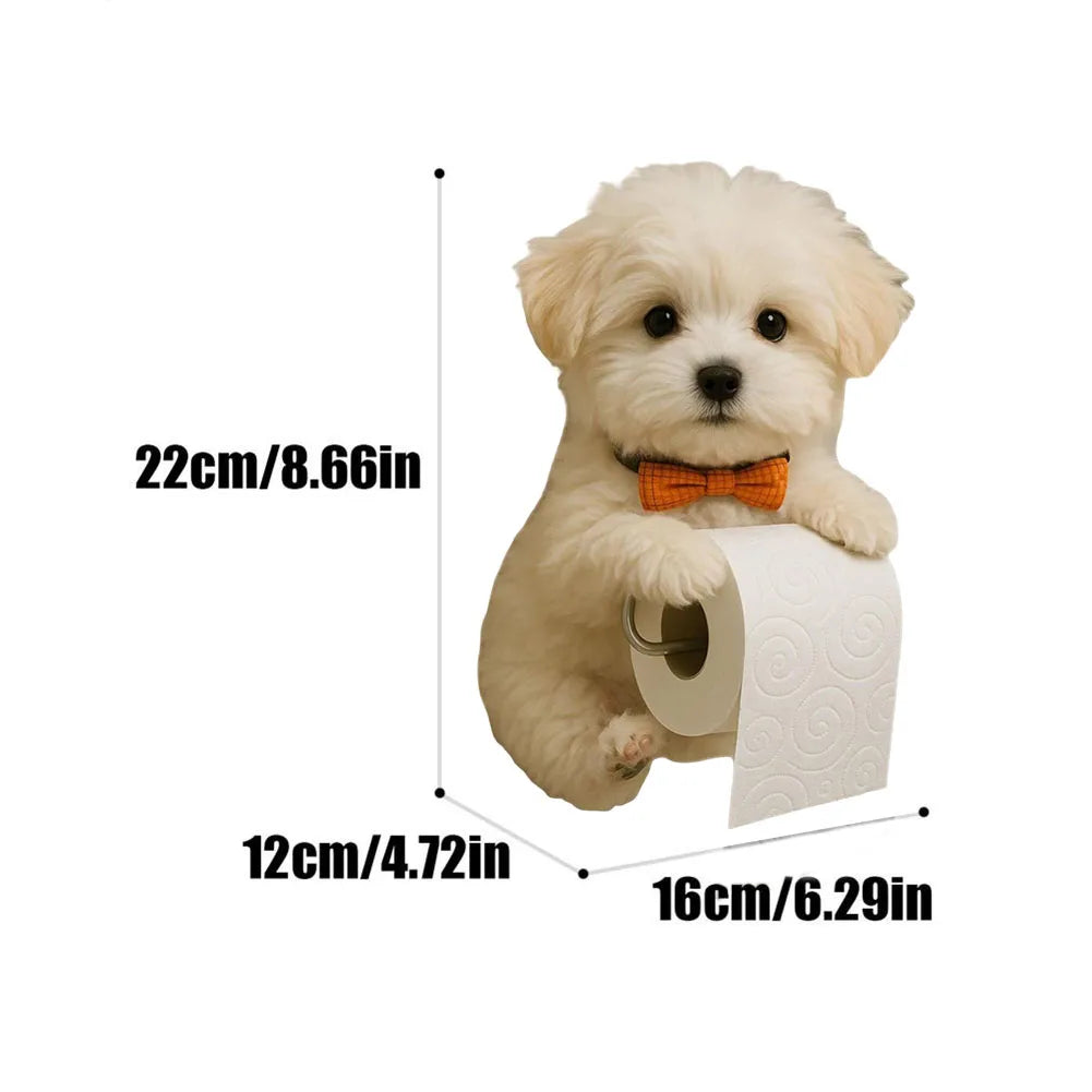 Wall Mount Dog Paper Roll Holder 3D Printed Animal Paper Towel Holder Decorative Dog Shape Paper Stand