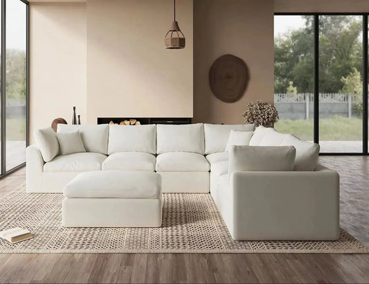 Oversized Cloud Couches for Living Room, Convertible Sectional Couch with Ottoman
