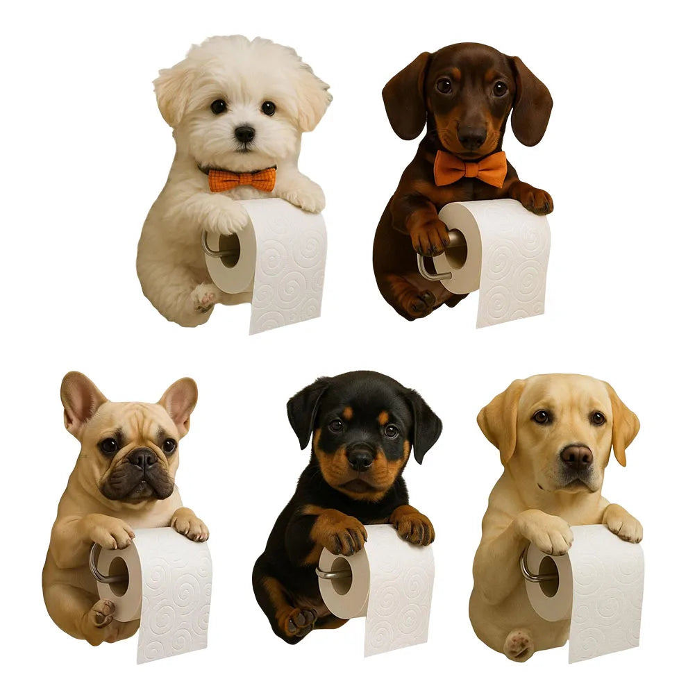 Wall Mount Dog Paper Roll Holder 3D Printed Animal Paper Towel Holder Decorative Dog Shape Paper Stand
