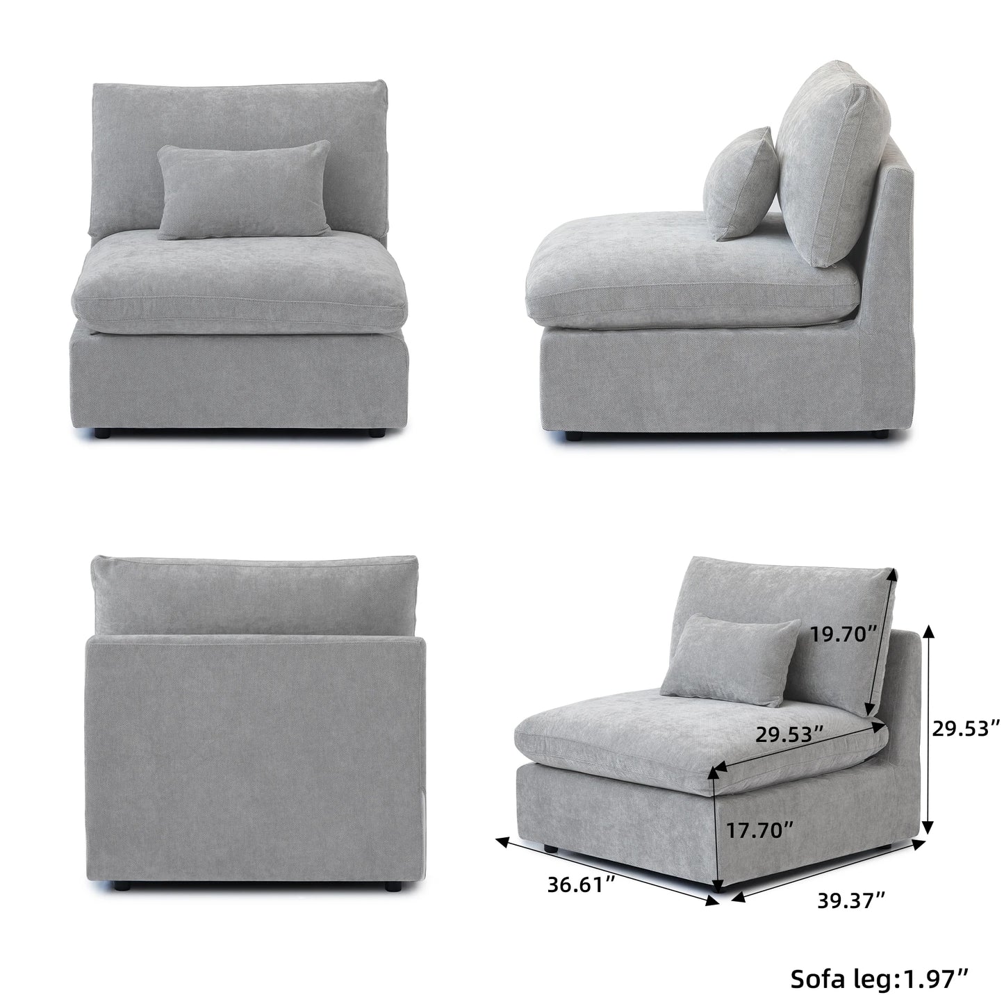 Modular Sectional Sofa for Living Room 160" Cloud Couch Down Filled U Shaped Couch with Ottoman