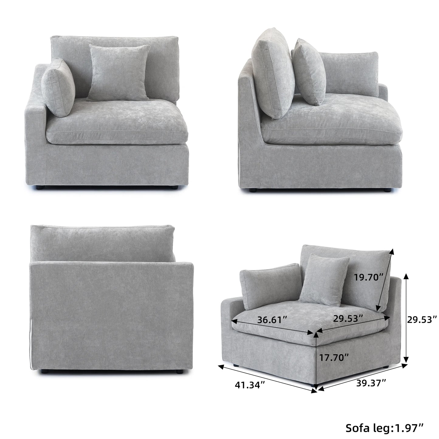 Modular Sectional Sofa for Living Room 160" Cloud Couch Down Filled U Shaped Couch with Ottoman