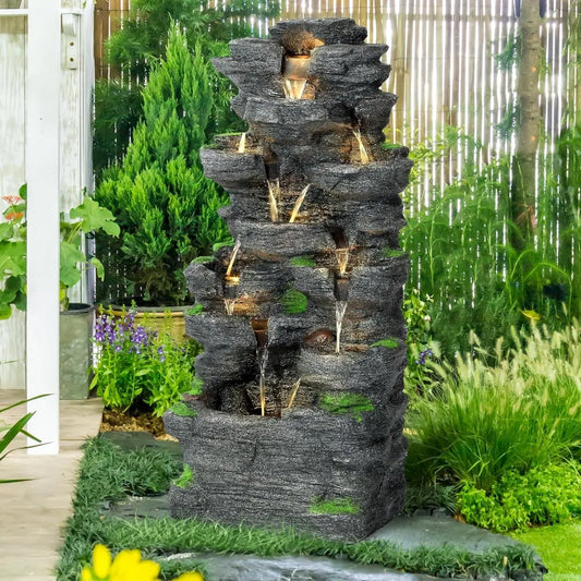 Garden Waterfall Fountain Outdoor - Water Fountains and Waterfalls, Outdoor