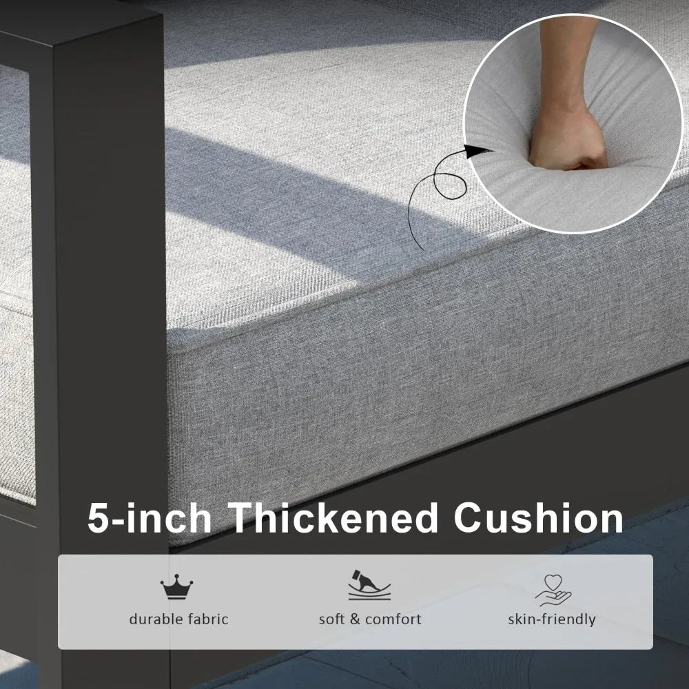 Outdoor Patio Aluminum Chair, Metal Modern Armchair Set of 2 with Washable Thick Cushions