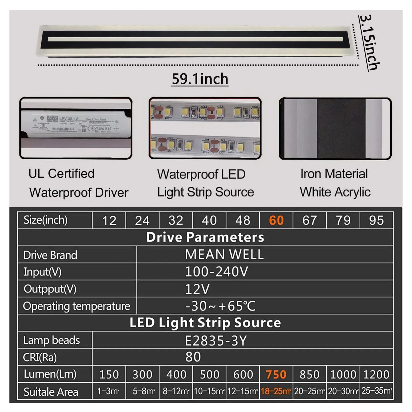 Outdoor Long Strip Modern LED Wall Lighting Fixture Lamps, Wall Sconce Fixture Wall lamp Elegant Frosted