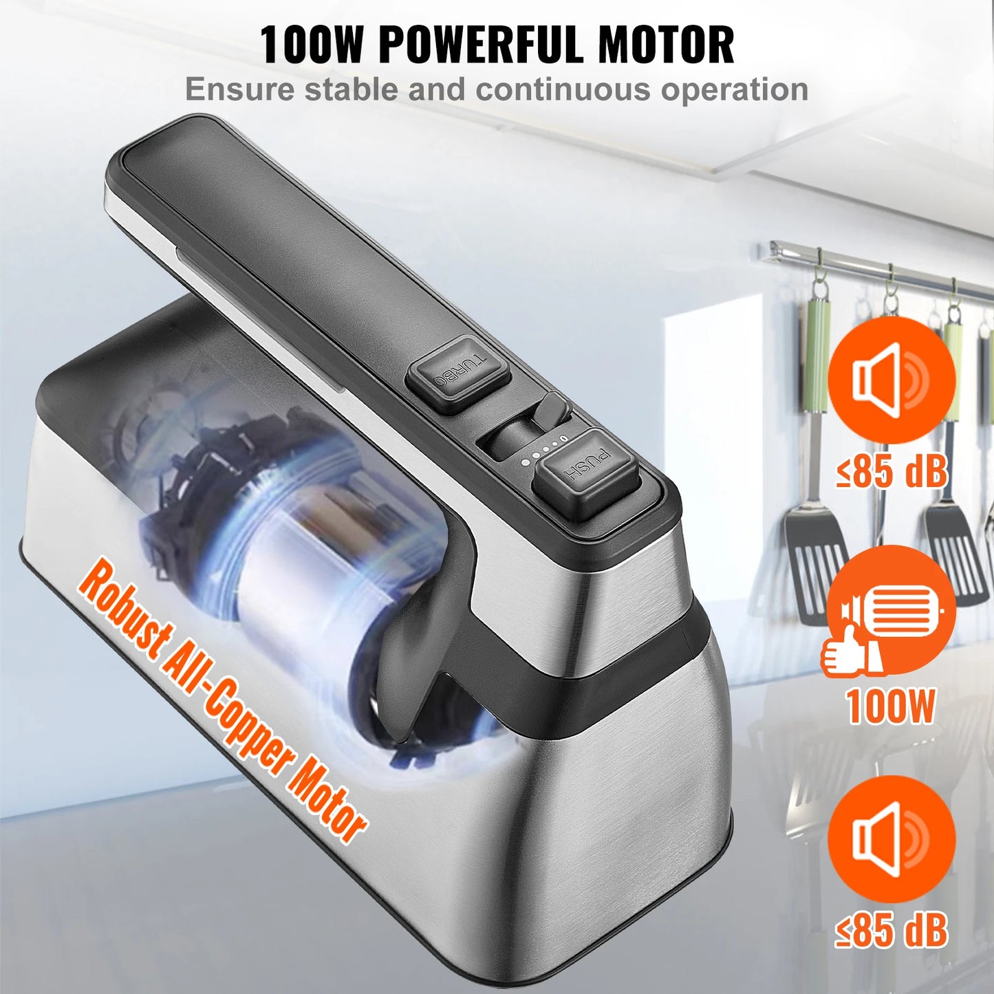 VEVOR Cordless Electric Hand Mixer 5 Gear 1100 RPM