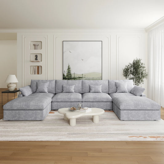 Modular Sectional Sofa for Living Room 160" Cloud Couch Down Filled U Shaped Couch with Ottoman