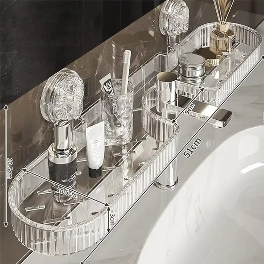 Shower Suction Cup Shelf Basket Light Glacier Pattern bathrm Organizer Storage Rotating To Suck Remove