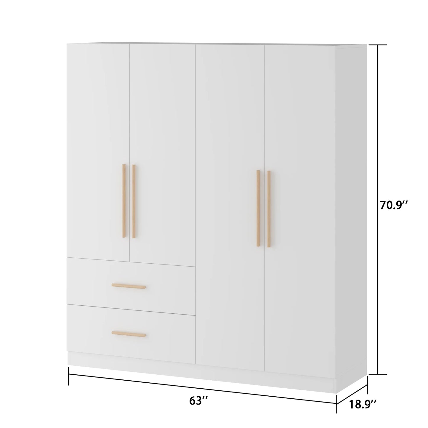 FUFU&GAGA Modern Wardrobe Armoire Closet with 2 Drawers, 6 Storage Cubes & 2 Hanging Rods