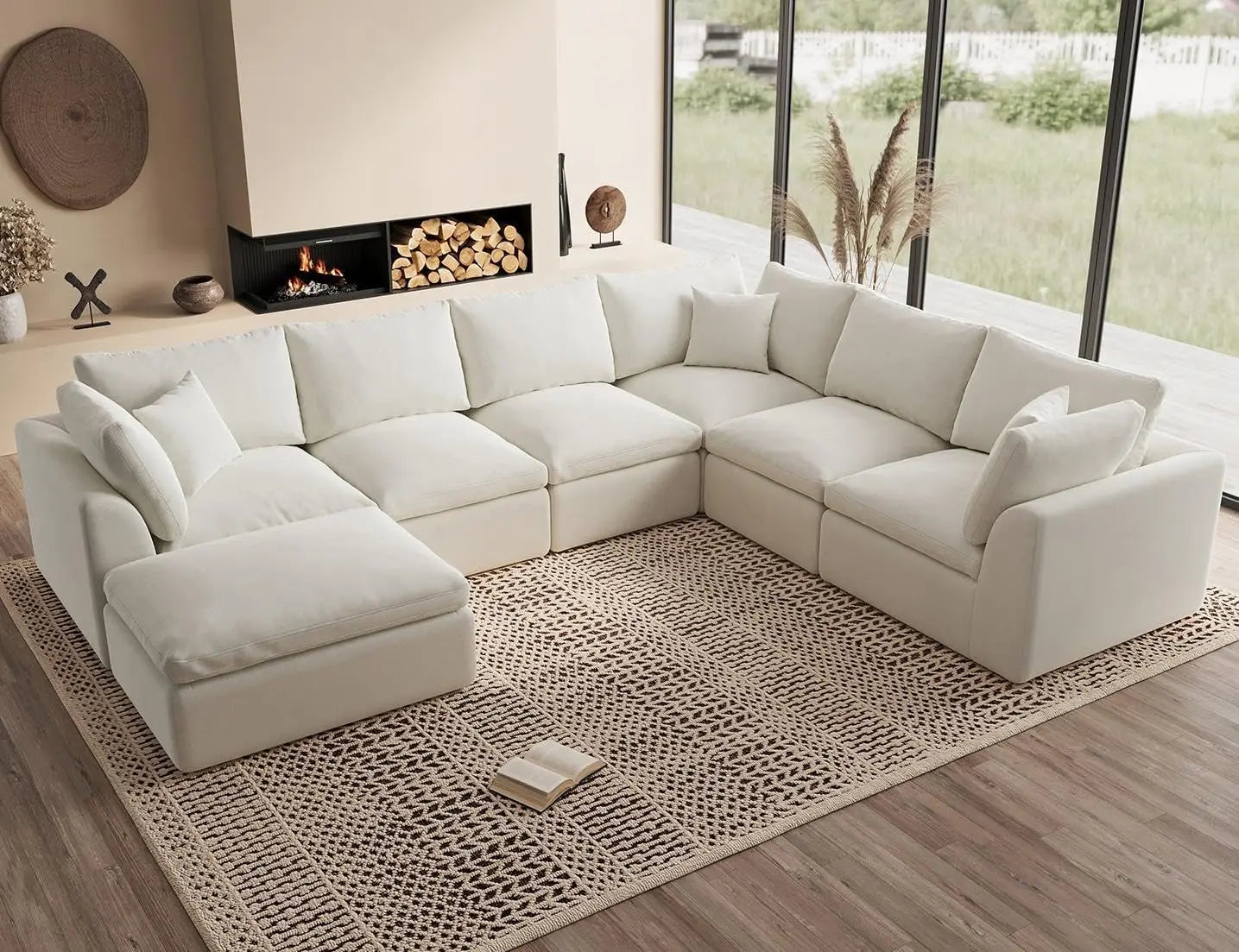 Oversized Cloud Couches for Living Room, Convertible Sectional Couch with Ottoman