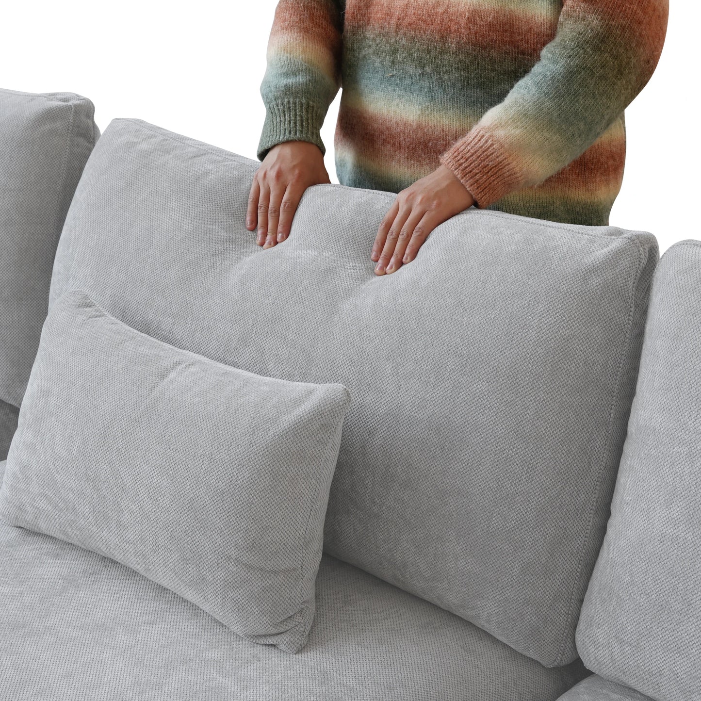 Modular Sectional Sofa for Living Room 160" Cloud Couch Down Filled U Shaped Couch with Ottoman