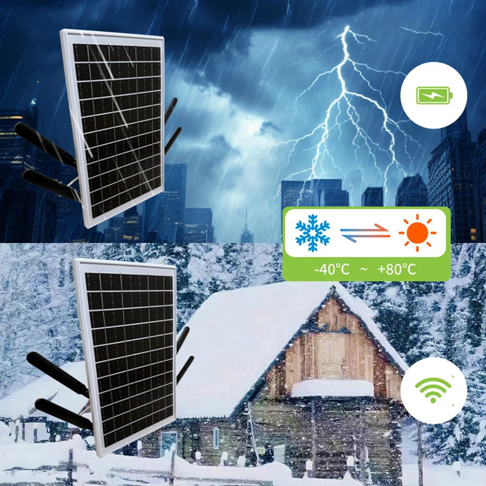 Solar Panel Powered Outdoor Wireless Router 15W 25600mAh 4G LTE Modem Router with SIM Card Slot for Outdoor Security Camera Etc