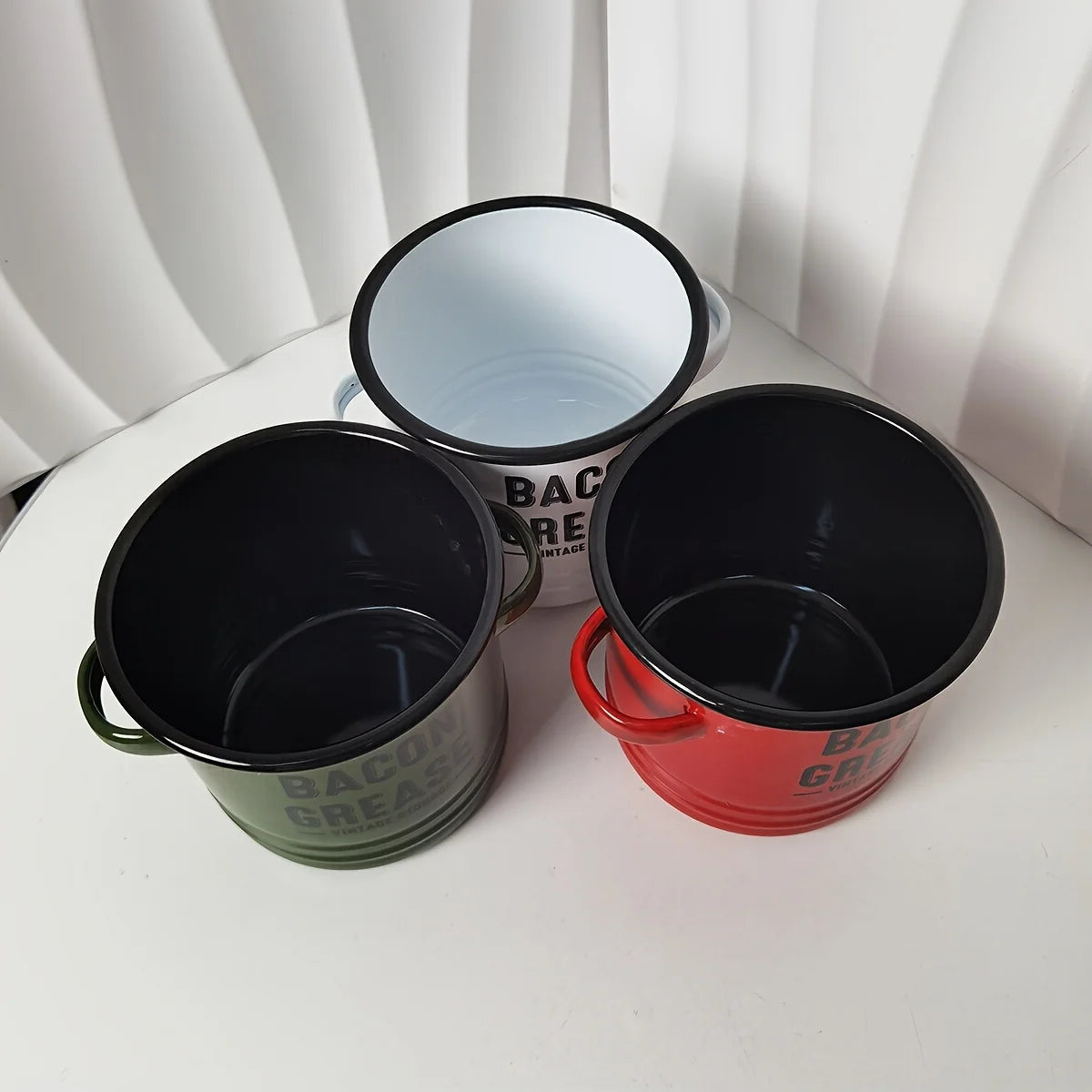 Enamel Oil Pot With Lid Rust Resistant Large Capacity