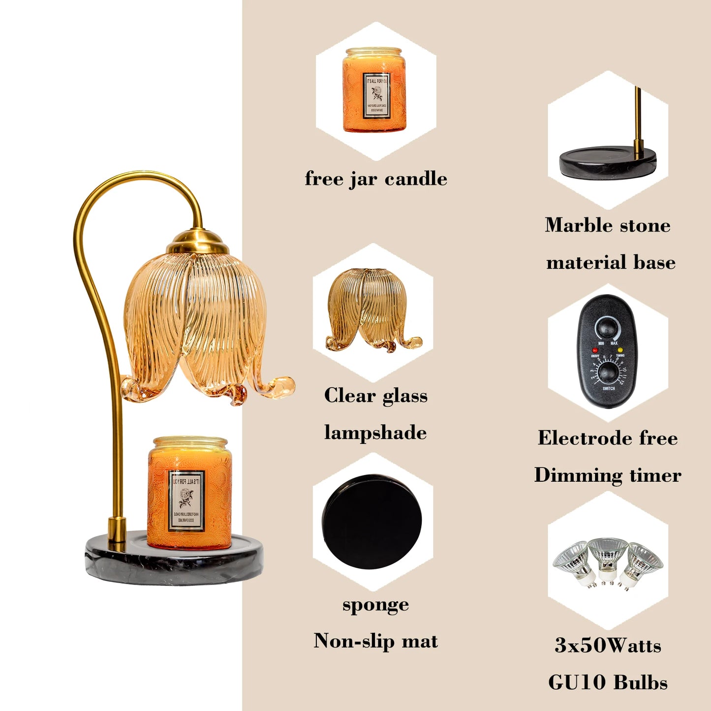 Tulip Flower Warm Candle Lamp French Retro Bedroom Night