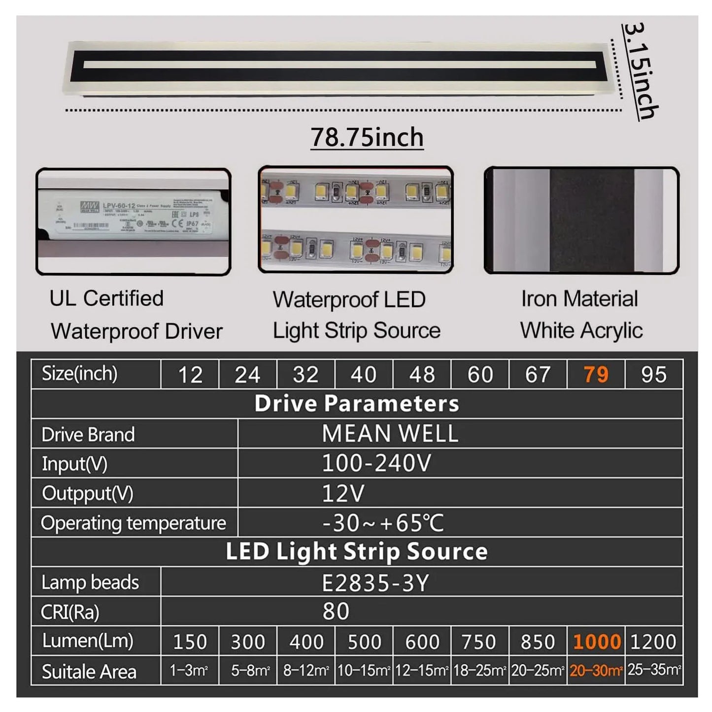 Outdoor Long Strip Modern LED Wall Lighting Fixture Lamps, Wall Sconce Fixture Wall lamp Elegant Frosted