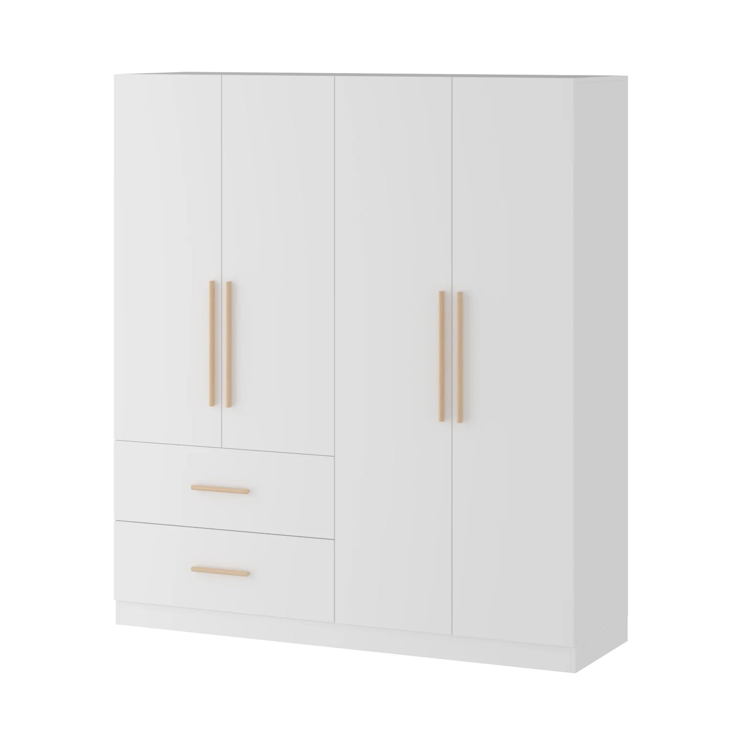 FUFU&GAGA Modern Wardrobe Armoire Closet with 2 Drawers, 6 Storage Cubes & 2 Hanging Rods
