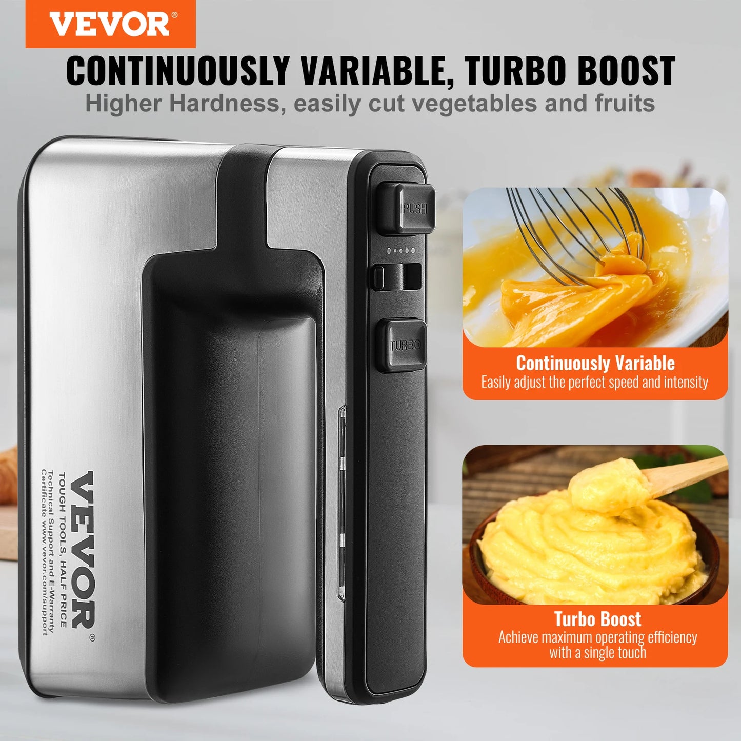 VEVOR Cordless Electric Hand Mixer 5 Gear 1100 RPM