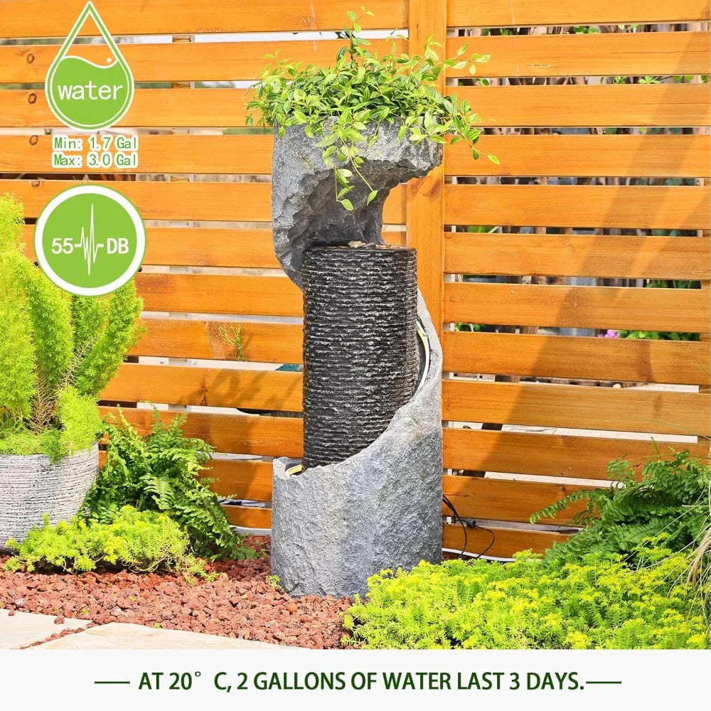 Water Fountain Outdoor 35.4" H Modern Outdoor Fountains and Waterfalls Flooring Standing Indoor Fountain