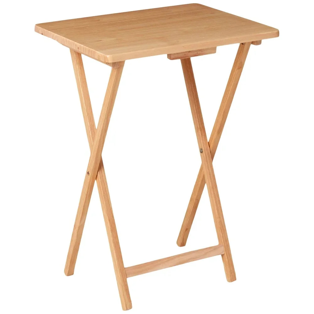 Portable Folding TV Tray Table Lightweight Solid Rubberwood Space Saving No Assembly Required