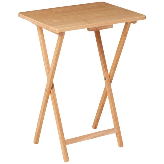 Portable Folding TV Tray Table Lightweight Solid Rubberwood Space Saving No Assembly Required