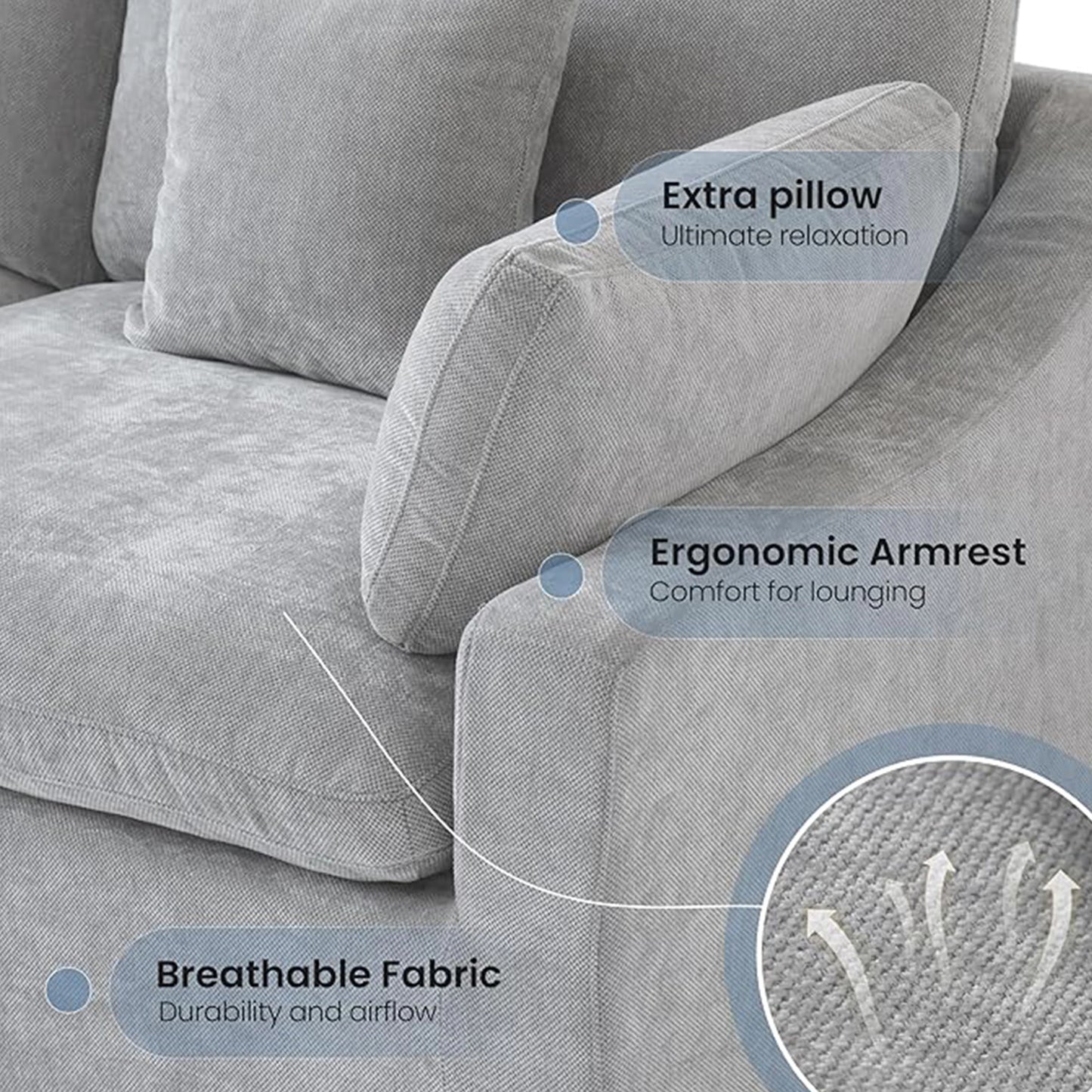 Modular Sectional Sofa for Living Room 160" Cloud Couch Down Filled U Shaped Couch with Ottoman